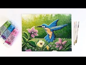 How to Paint Bird in Flowering Tree