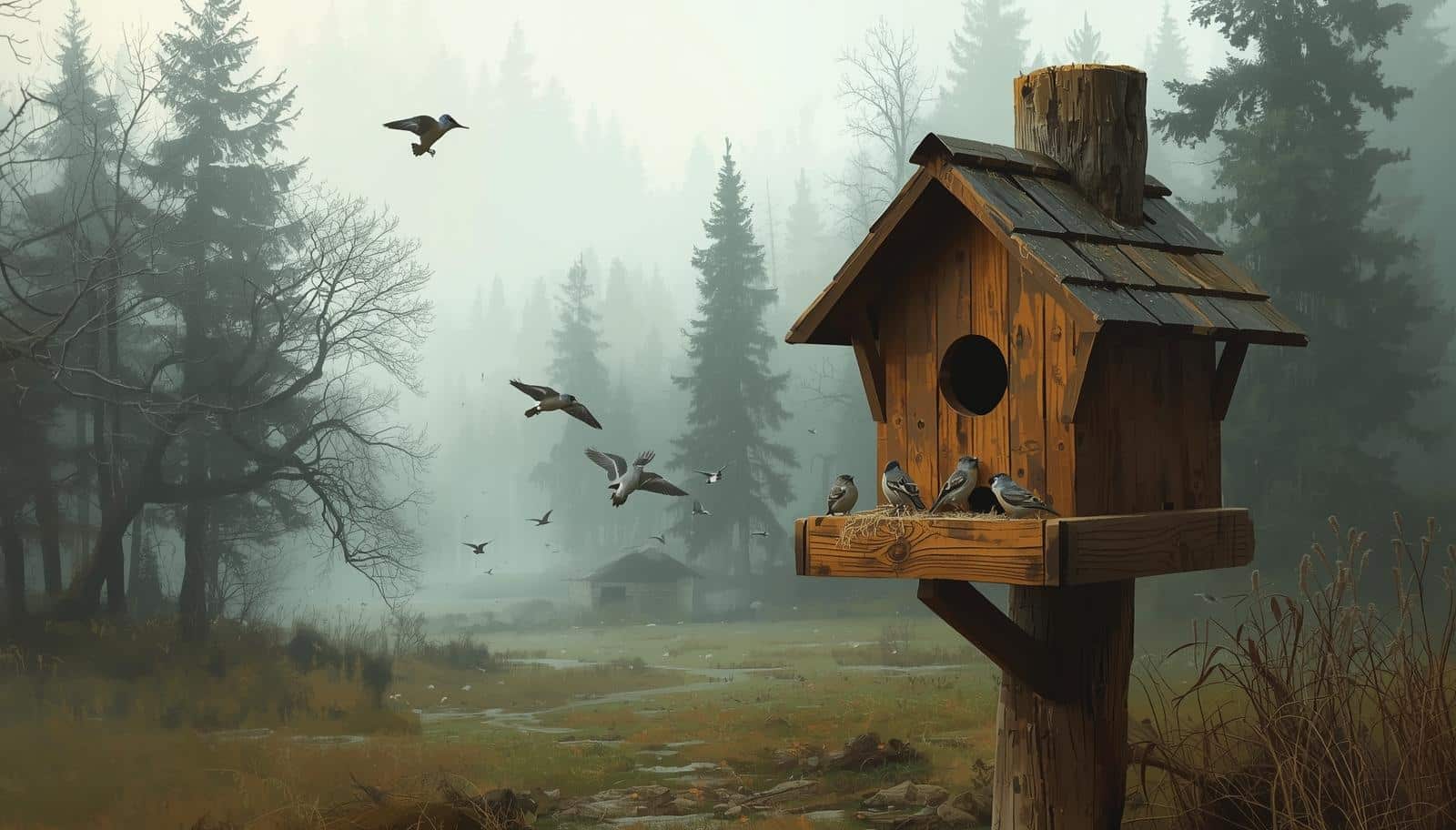 Wooden Bird Feeder With Camera