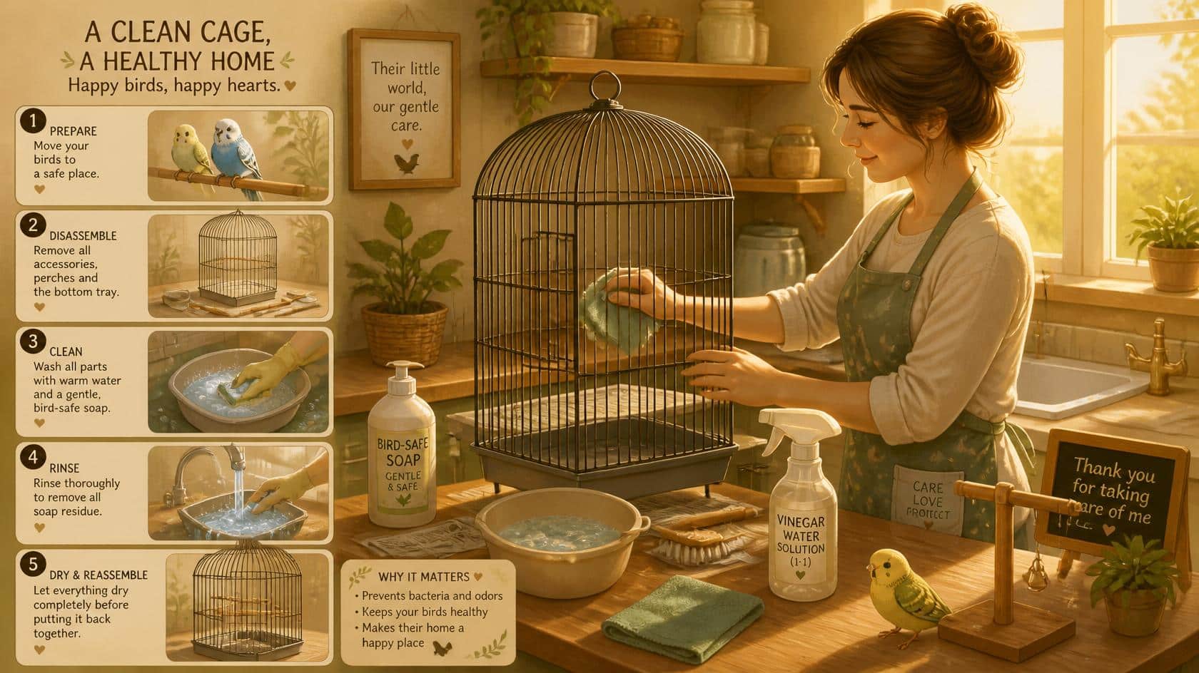 How to Disinfect a Bird Cage