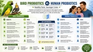 Are Bird Probiotics the Same As Human Probiotics – Differences, Risks, and Benefits