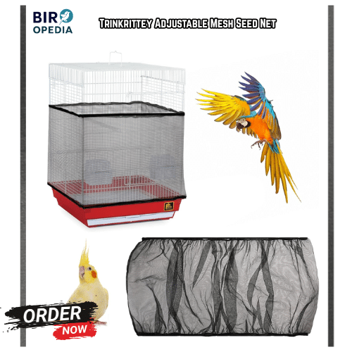 Bird Cage Accessories Trinkrittey Adjustable Mesh Seed Net