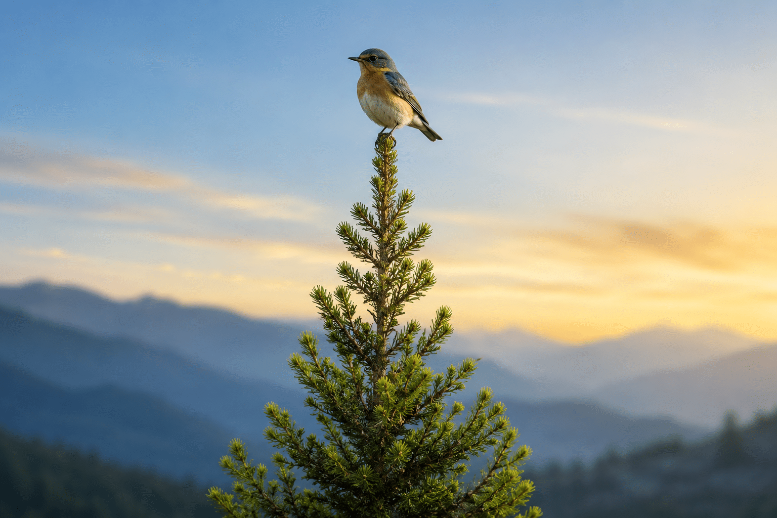 A Bird Perched at the Top of