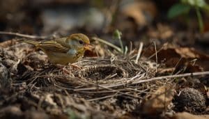 Bird protecting its nest using alarm calls and defensive behavior