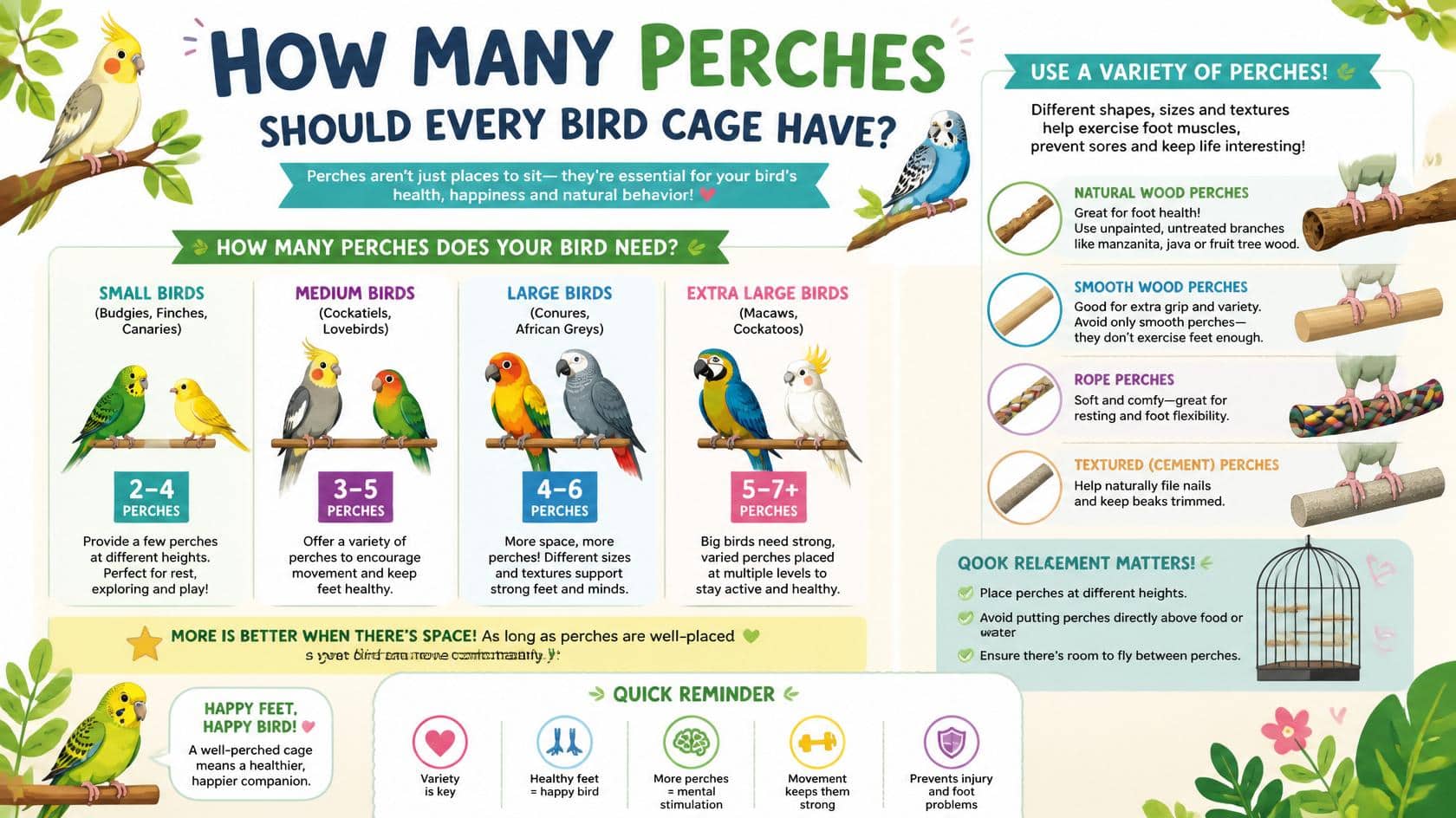 How Many Perches Should Every Bird Cage Have