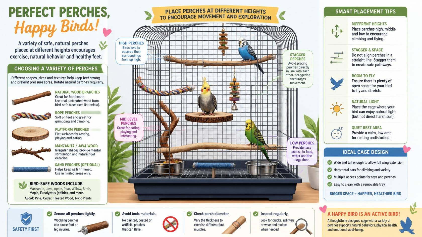 How to Place Perches in Bird Cage