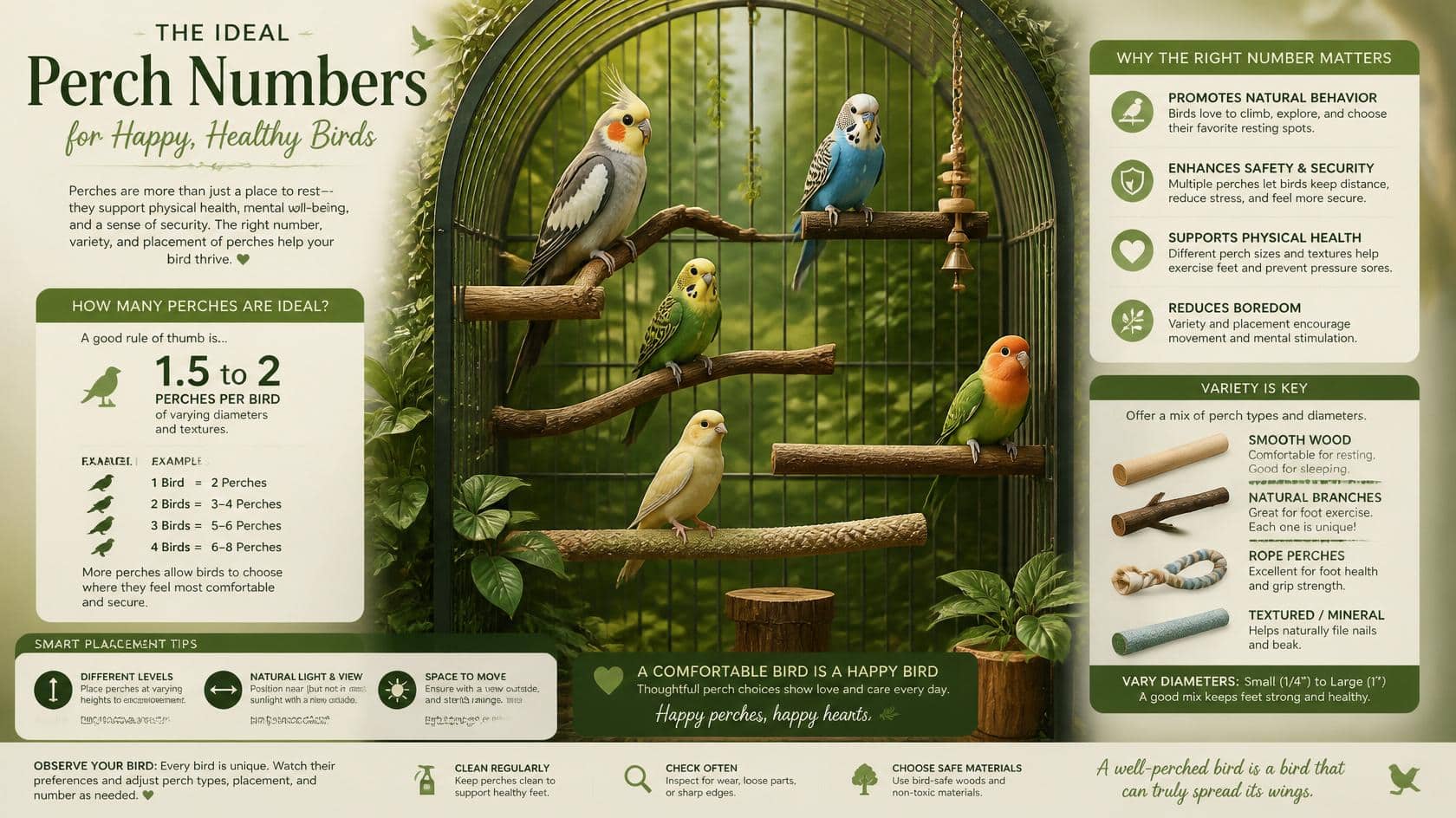 Signs Of Perch Problems, How Many Perches Should Every Bird Cage Have