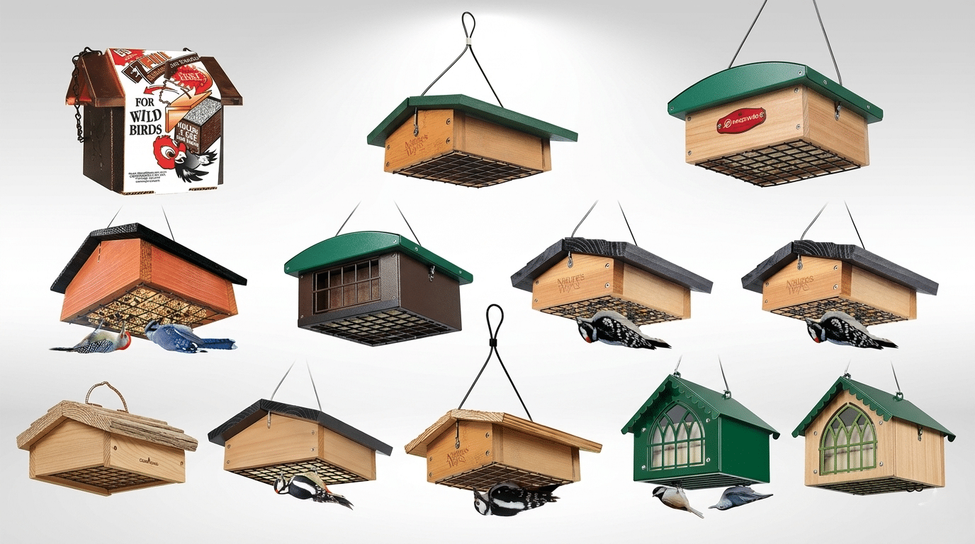 Upside Down Suet Bird Feeder: Squirrel-Proof Cedar Feeder for Woodpeckers
